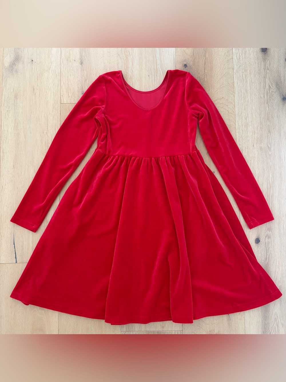 Hanna Andersson Girls Size 12 150 Red Velvet Holiday Christmas Dress Pockets*T13